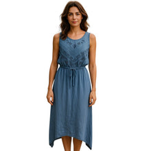 Load image into Gallery viewer, Knox Rose Womens M Blue Chambray Midi Dress Sleeveless Drawstring Handkerchief