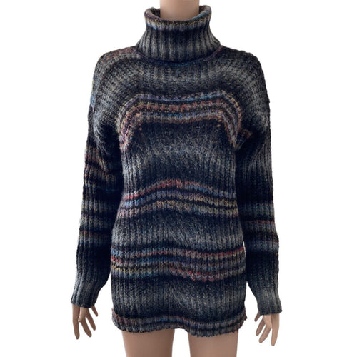Mystree Sweater Turtleneck Womens Small Oversized Multicolored Pullover