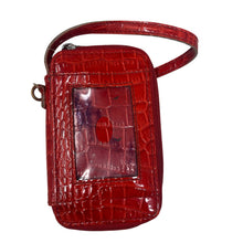 Load image into Gallery viewer, Liz Claiborne Red Croc Embossed Zip Around Wristlet Wallet ID CC Coin 5.5x3.5