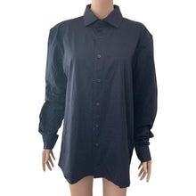 Load image into Gallery viewer, Soft Cloth Button Front Shirt Mens Size Large Navy Blue Stretch New