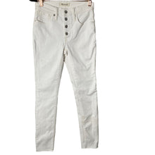 Load image into Gallery viewer, Madewell Cropped Jeans Womens 24 Raw Hem Button fly White Midrise Skinny