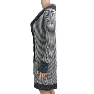 Sanctuary Sweater Long Cardigan Women's Small Gray & White