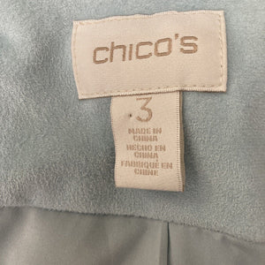 Chicos Moto Jacket Chicos 3 Womens XL Faux Suede Perforated Pastel Blue