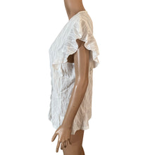 Load image into Gallery viewer, Cupshe White Lace Cover Up Top XL Flutter Sleeve Beach Boho Swim Blouse Textured Knit