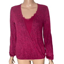 Load image into Gallery viewer, Bobeau Lace Trim Cami Top Womens XS Burgundy Twofer NEW