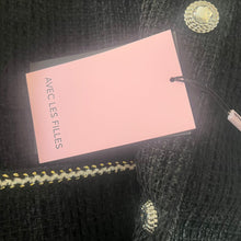 Load image into Gallery viewer, Avec Les Filles Tweed Bouclé Blazer Jacket Womens X Large Black Gold Trim New