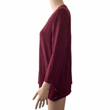 Load image into Gallery viewer, Bobeau Shirt Womens Size L Burgundy Red button Accent Lightweight Knit