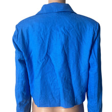 Load image into Gallery viewer, Jason Wu Cropped Linen Blend Blazer Jacket Blue One Button Women's Large L