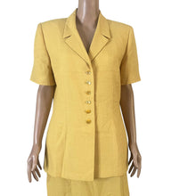 Load image into Gallery viewer, Le Suit Collections Yellow 2pc Skirt Suit Womens 12 Short Sleeve Jacket Church