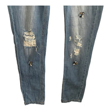 Load image into Gallery viewer, Zara Jeans 1975 Womens 00 Gems Rhinestone Distressed Ripped