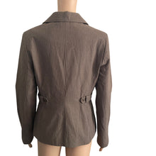 Load image into Gallery viewer, Ted Baker London Size 3 US 8 Brown Pinstripe Double Breasted Cotton Blazer Jacket
