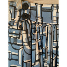 Load image into Gallery viewer, Jeremy Scott Bubble Skirt Womens Small Blue Pipe Print Novelty Graphic Y2K