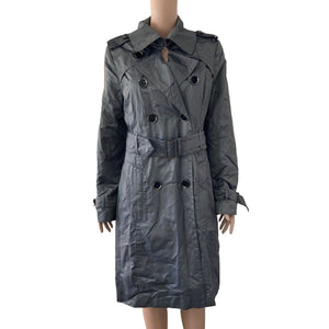 East 5th Trench Coat Womens Medium Gray Metallic Light Weight