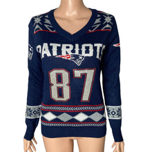 Load image into Gallery viewer, New England Patriots Christmas Sweater Womens Small Gronkowski #87 Bling New