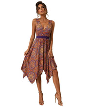 Load image into Gallery viewer, Route 66 Womens S 4-6 Paisley Handkerchief Hem Dress Purple Orange Boho Midi