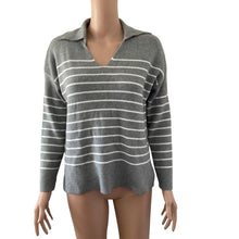 Load image into Gallery viewer, Philosophy Sweater Womens Medium Pullover Gray White Horizontal Striped