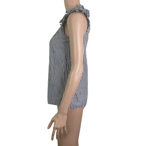 J Crew Shirt Womens 00 Striped Gray White Sleeveless