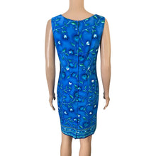 Load image into Gallery viewer, Betsy Lauren Floral Dress Womens Size 5 Blue Sleeveless Sheath Knee Length