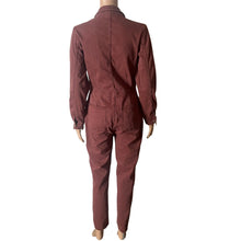 Load image into Gallery viewer, Free People Lennox Solid Jumpsuit Womens Med Brown Maroon Utility Cargo New