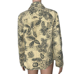 Chicos Shirt Jacket Shacket Chicos Sz 1 Medium 8 Floral Beige Black