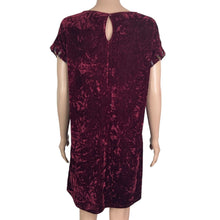 Load image into Gallery viewer, Mystree Dress Womens Small Burgundy Crushed Velvet Velour Lace Up Short Sleeve