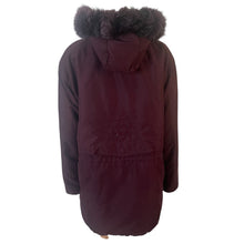 Load image into Gallery viewer, Hunt Club Parka Coat Women’s Small Maroon Faux Fur Hood Drawstring Waist Winter