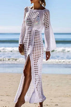 Load image into Gallery viewer, Swimming Crochet Maxi Cover Up Womens One Size Beach White