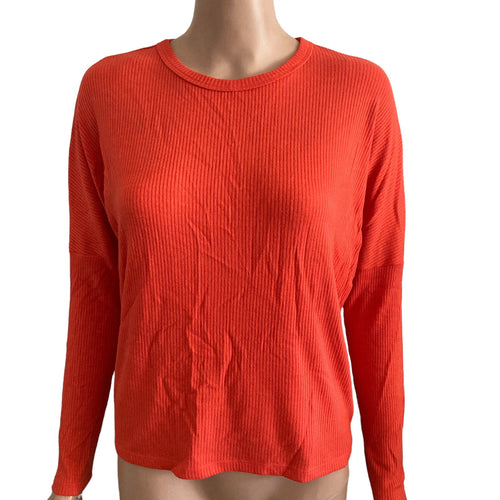 Socialite Sweater Womens XS Ribbed Orange Stretch Lightweight New