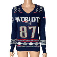 Load image into Gallery viewer, New England Patriots Christmas Sweater Womens Small Gronkowski #87 Bling New