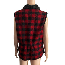 Load image into Gallery viewer, Woolrich Vest Womens Medium Tartan Black Red Plaid Faux Fur Collar