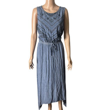 Load image into Gallery viewer, Knox Rose Womens M Blue Chambray Midi Dress Sleeveless Drawstring Handkerchief