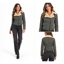 Load image into Gallery viewer, Hollister Malaga Beach Jacket Womens Small Olive Green White Sherpa Lined