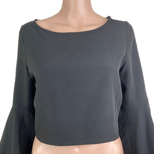 Runaway Top Crop Womens 6 Black New Flare Sleeve Black Wisdom Top