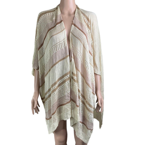 Vince Camuto Shawl Knit Womens One Size Beige Brown Shimmer