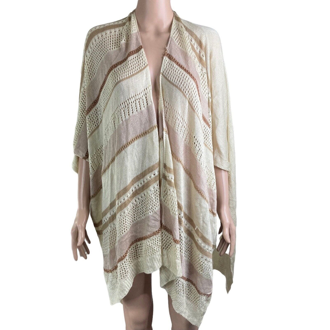Vince Camuto Shawl Knit Womens One Size Beige Brown Shimmer