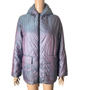 Armani Exchange Puffer Jacket Coat Womens XS Purple Full Zip