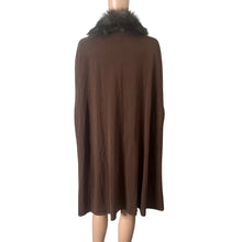 Load image into Gallery viewer, Anthony Original Cape Coat Poncho Womens Large Brown Faux Fur Trim