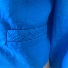 Load image into Gallery viewer, Jason Wu Cropped Linen Blend Blazer Jacket Blue One Button Women's Large L