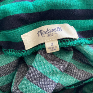 Madewell Shirt Womens Small Green Black Striped Stretch Pullover