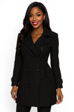 Load image into Gallery viewer, Cole Haan Coat Womens 8 Wool Cashmere Blend Black Trench