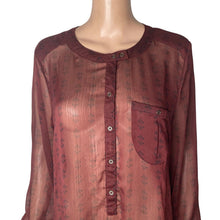 Load image into Gallery viewer, Knox Rose Blouse Womens XL Semi Sheer Burgundy Pullover Lightweight