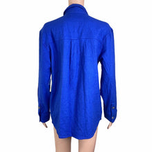 Load image into Gallery viewer, BP Wildfang Fleece Shirt Women’s XS Blue Button Front Herringbone New