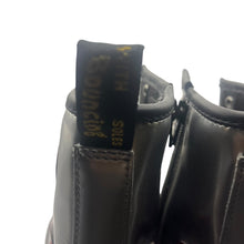 Load image into Gallery viewer, Dr. Martens Metallic Silver Boots Women’s 6 Red Heart Toe Detail Lace-Up Combat Docs