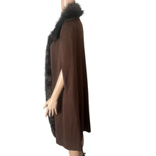 Load image into Gallery viewer, Anthony Original Cape Coat Poncho Womens Large Brown Faux Fur Trim