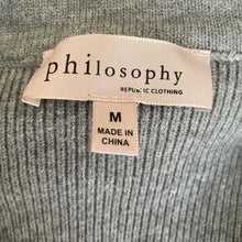 Load image into Gallery viewer, Philosophy Sweater Womens Medium Pullover Gray White Horizontal Striped