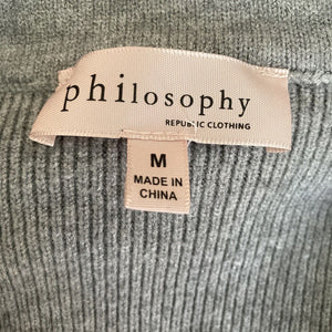 Philosophy Sweater Womens Medium Pullover Gray White Horizontal Striped