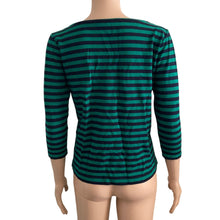 Load image into Gallery viewer, Madewell Shirt Womens Small Green Black Striped Stretch Pullover