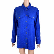 Load image into Gallery viewer, BP Wildfang Fleece Shirt Women’s XS Blue Button Front Herringbone New