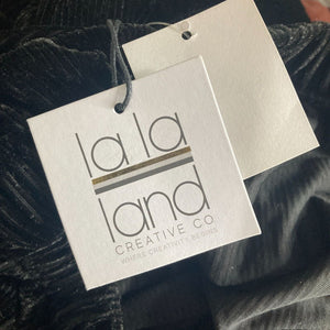 La La Land Crop Top Womens Small Black Corduroy Velour