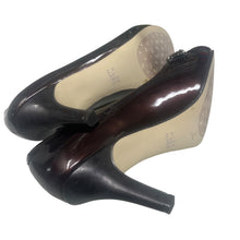 Load image into Gallery viewer, Alex Marie Dark Brown Patent Peep Toe Heels Pumps Beaded Embellished Size 7M